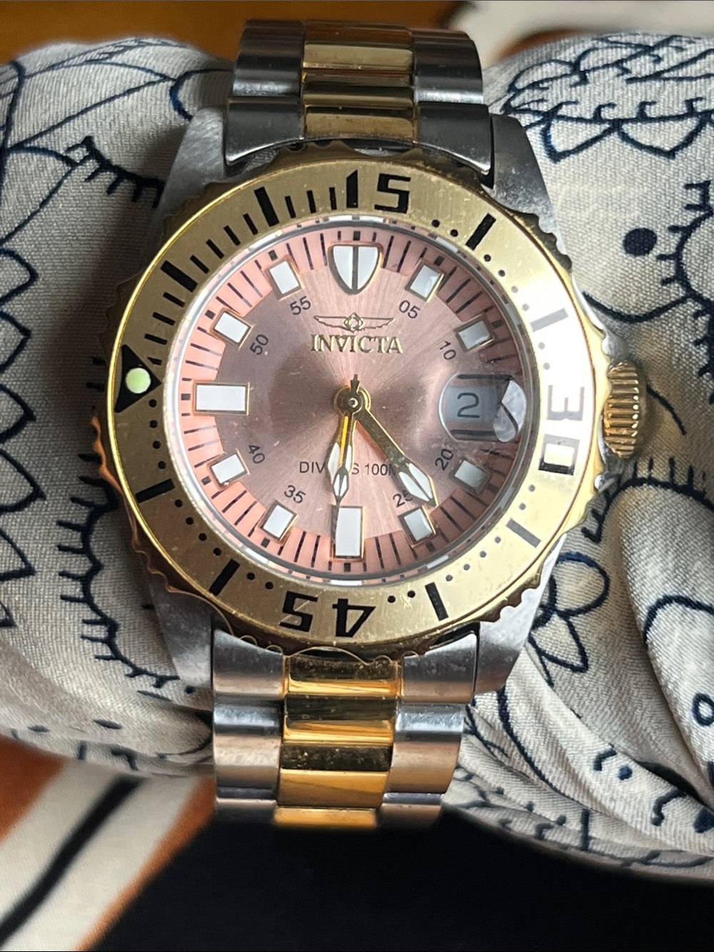 Invicta Silver Stainless Steel Watch with Gold Crown